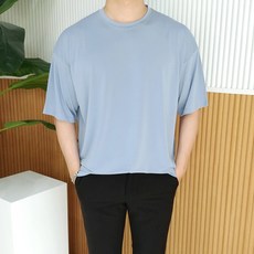 남자 여름 오버핏 시원한 냉감 아이스 쿨링 스판 냉장고 반팔 티셔츠