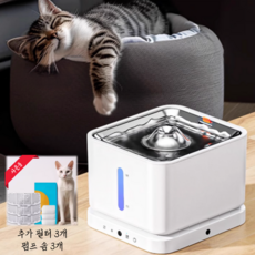 수아파파스토어 자동 고양이 급수기 무선 충전식 정수기 온수 흐르는물 소독 살균 워터 스테인리스, 1개, 화이트(업그레이드 모델)