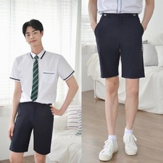 시월애_마켓1092허리조절스판 네이비 교복반바지 스판교복반바지 교복하복바지 예쁜남학생교복 남성교복반바지 남자교복반바지디엠_글로벌마켓1029