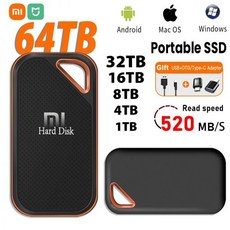 외장하드4tb 휴대용 USB MIJIA E81 SSD 1TB 일체형 하드 드라이브 외장 C타입 3.1 M.2 노트북 휴대폰 맥 플래시 메모리 디스크용, Black 16TB