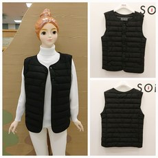 [소이주니어]논현점 22년겨울신상 ** 남녀공용 친환경 충전재 사용 ** 유니 초경량 조끼 ** 마네킹 키 155 11호 착용 **