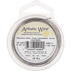 비달론 AWS-18-SS-10YD 18 게이지 아티스틱 와이어 스테인리스 스틸 10야드 샤이니 스틸 1팩, 단일옵션