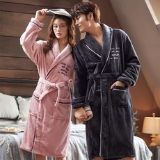 남여 커플 수면 가운 잠옷 홈웨어 파자마 가을 겨울 플란넬