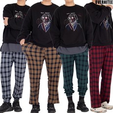 오버니티 세상 편한 엠보 데일리 타탄 체크 잠옷바지