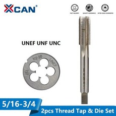 탭다이스 XCANUNEF UNF UNC 나사 탭 앤 다이 세트 2 개 기계 플러그 고속 강철 금속 태핑 도구 드릴, UNF 5l16-24 2pc Set, 1개