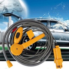 12V 캠핑용 휴대용 외부샤워기 캠핑카 카라반 원터치작동, 노란색