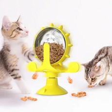 고양이캣휠 캣휠무소음 고양이캣타워 고양이 장난감 개 먹이 상호작용 휠 애완 동물 누출 음식 훈련 공 운동 IQ 용품, [03] YELLOW, 1개
