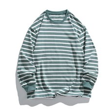 체인지룩협력사 초록색 줄무늬 맨투맨 티셔츠 민희진 스타일 품절대란 스트라이프티