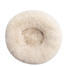 슈퍼 소프트 봉제 고양이 매트 강아지 침대 라운드 쿠션 수면 침, 2.Light Brown, C.Diameter 70CM, 1개