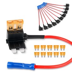 Nilight - 50040R 10팩 12V 자동차 추가 회로 퓨즈 어댑터 표준 및 미니 TAP 프로파일 TAP 블레이드 퓨즈 자동차 트럭 보트용, 멀티컬러