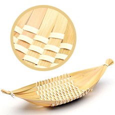 SW 나룻배 배모양 대나무 튀김접시 (튀김바구니 채반 그릇 일식 횟집 음식점), 대33cmX12cm
