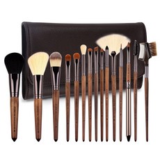 by ZOREYA 메이크업 브러쉬 세트 귀족을 가진 15pcs 독특한 호두 브러쉬 전문 프리미엄 합성 파운데이션 파우더 컨실러 아이 섀도우 세트 완벽한 채식 가죽 가방, 1개