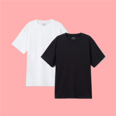 스파오 남녀공용 2팩 코튼 면 베이직 기본 반팔 SPRWEA9A01
