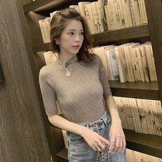 로세츠 라운드 7부 골지 꼬임 니트 티셔츠 3color