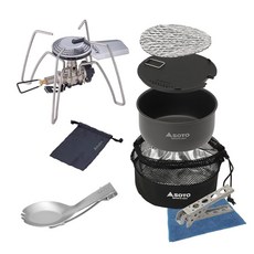 SOTO 소토 일본제 마이크로 레귤레이터 싱글 버너 탑재 고화력 ST-340PSCC 바람에 강한 CB캔 그룹 캠프 1개, 개