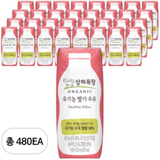 상하목장 유기농 딸기우유, 480개, 125ml