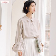 삼직구 긴팔와이셔츠 긴팔남방셔츠 긴소매셔츠 가을옷 청신 매너 나팔 저고리 여성 디자인 감각 보이핏 볼륨