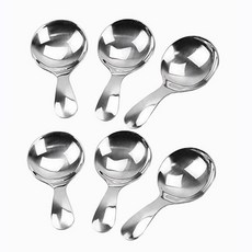 6 Pcs 스테인레스 스틸 짧은 핸들 숟가락 소금 숟가락 조미료 숟가락 디저트 스푼 차 커피 스푼 실버, 하나, 하나 * 은 * 6개, 6개