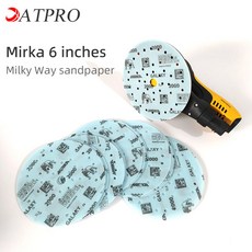 Mirka 갤럭시 사포 6 인치 다공성 건식 연마지 디스크 플록 자체 접착 메쉬 각 사포 자동 샌딩 시트 150mm, 50 pcs, 320 grit, 50개