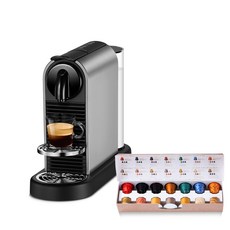 네스프레소 ORIGINAL 캡슐식 커피 메이커 시티즈 플래티넘 D 티타늄 D140-TI-W, 유형C + 티타늄D