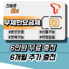 선불폰이지 SKT 무제한요금제 6만원무료충전 6개월추가충전 선불유심 선불폰개통 유심기변 USIM, 데이터 15G+ [월 39,000원], 유심비 [+10,000원]