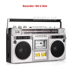 카세트 플레이어 레트로 라디오 전사 블루투스 테이프, 2) Recorder 8G Udisk, 없음