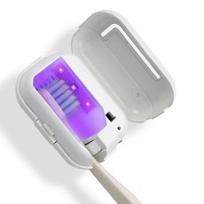크리썸 프레쉬팟 휴대용 무선 UV USB 충전식 벽걸이 건조기 소독기 칫솔살균기, 화이트