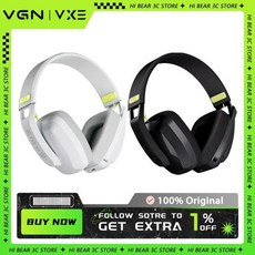 VGN VXE 사이렌 V1 무선헤드셋 게이밍헤드셋 블루투스헤드셋 헤드폰추천 노이즈캔슬링, White, 헤드셋