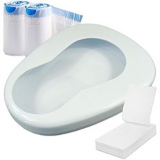 여성용 금속 침대 팬 여성 노인용 에나멜 세트 30개의 고흡수성 패드와 라이너, Bed Pan Set, 1개