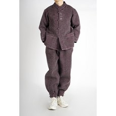 [편한생활한복] 남성 겨울 개량한복 따뜻한 누빔 3피스 브이넥 자수 생활한복 법복