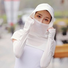 썬 케 이 프 녀 여름 용 얇 은 자전거 운전 자외선 차단 머플러 세트 여자 망토 망토 여자 여름 흰색 선 캡