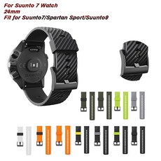 Suunto 7 시계 밴드 용 24mm 러버 워치 스트랩 Suunto 9/Baro 시계 밴드 Spartan Sport Band/HR Bracelet D5 Watchband|워치, 1개, Black Green, CHINA