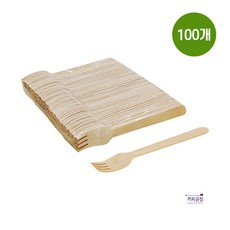 일회용 나무 포크 14cm 벌크 1봉(100개입) / 포크 테이크아웃 배달용 캠핑용, 1개, 100개입