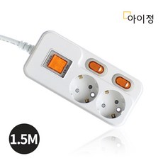 국산 현대 개별+과부하차단 콘센트 멀티탭 2구, 1개, 1.5m