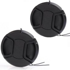 2Pcs 67mm 스냅온 센터 핀치 카메라 렌즈 캡 커버 + 핫슈 니콘 D7100/D7200 SLR 18140mm 캐논 소니 후지 DSLR 마이크로 단일 분실 방지 로프 포함