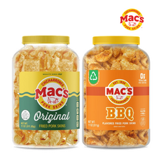 [Mac's Chicharrones] 맥스 포크 스킨 치차론 돼지껍데기 튀김 과자 2종 대용량 311g Mac's Chicharrones Crispy Fried, 오리지널, 1개