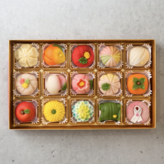 강남쿠킹디렉터가 만든 고급 수제 화과자 달지않은 일본화과자 어머니 생신 생일 선물, 전통화과자12구+투명양갱3구 혼합세트+쇼핑백, 포장옵션 선택안함