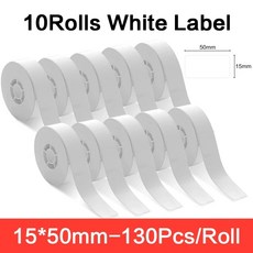 Niimbot D110 휴대용 미니 열 프린터 라벨 흰색 방수 용지 오일 태그 스티커 가격 12-15mm, 08 10Rolls 15x50mm, 한개옵션1