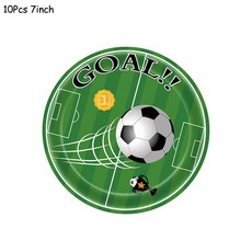 축구 테마 파티 일회용 식기 배너 풍선 목표 컵 플레이트 소년 생일 장식 용품, 10pcs 7inch 플레이트, 한개옵션1