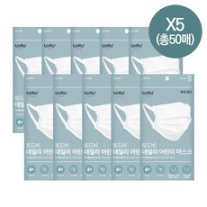 토드비 귀가 편한 어린이 유아 마스크 화이트 50매, 단품