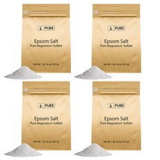 퓨어 식용 앱섬 솔트 마그네슘 설페이트 16oz(453g) X 4개 Pure Epsom Salt, 453g