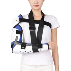 팔꿈치 보호대 골프 스트랩 밴드 ROM 힌지 브레이스 조절식 부목 어깨 슬링 안정제가 포함된 수술 후 팔 고정 장치 큐비탈 터널 증후군 물리 치료 및 회복 수면 업무용 왼쪽, Left, 1개