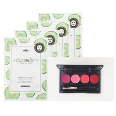 니쥬 오이 에센스 마스크 17ml 4매 (증정:헤라 루즈 홀릭 샤인 4종 립 팔레트), 마스크4매+루즈홀릭샤인4종립팔레트 1개