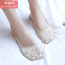마코아 Apr.24 220번 봄여름 얇은 여성 펌프스 실리콘 미끄럼 방지 면 바닥 여성 레이스 덧신 통풍 양말Z