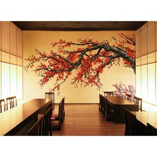 뮤럴벽지-동양화 벽지-08O003-홍매화, 270cm 이하입니다., 벽지｜실크, 배송메세지에 입력해주세요.