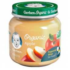 거버 퓨레 이유식 1단계 113g 6팩 애플 사과 Gerber Purees Organic 1st Foods Apple Baby Food Glass Jar 4 oz, 단일옵션, 6개