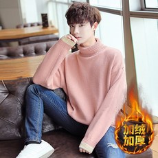 위쿱스토어 남자목폴라니트 니트셔츠 남자목폴라코디 두터운 융털 학생 긴 소매 학원 무드 가을 스웨터