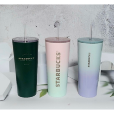 스타벅스콜드컵 (국내배송 )스벅 그라데이션 빨대 텀블러 710ml 텀블러 캠핑컵 그린