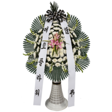 에코플라워 근조화환 (근조스탠드 1단) 전국당일배송 사진전송 장례식 근조 장례 부고 조문 조화 꽃배달 e-0048