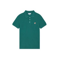 [메종키츠네] 남녀공용 폭스 헤드 패치 폴로 반팔 카라티 그린 LM00208KJ7002-P373